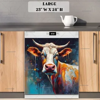 Preview of Beautiful Abstract Cow magnet in Large size.