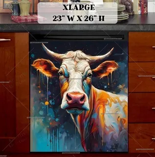 Preview of Beautiful Abstract Cow magnet in Extra Large size.