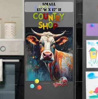 Preview of Beautiful Abstract Cow magnet in Small size.