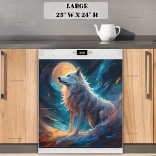 Preview of White Wolf and Full Moon magnet in Large size.