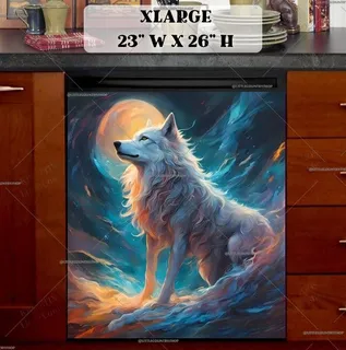 Preview of White Wolf and Full Moon magnet in Extra Large size.