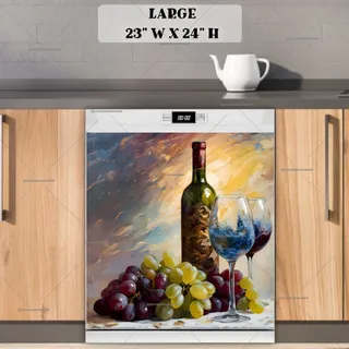 Preview of Abstract Wine and Grapes magnet in Large size.