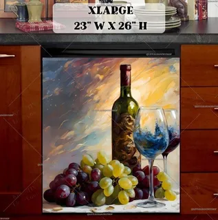 Preview of Abstract Wine and Grapes magnet in Extra Large size.