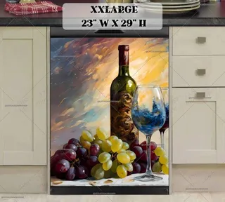 Preview of Abstract Wine and Grapes magnet in XX Large size.