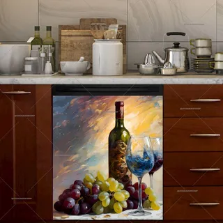 Preview of Abstract Wine and Grapes magnet.