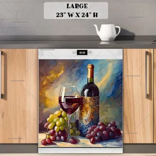 Preview of Grapes with Wine Bottle and Glass magnet in Large size.