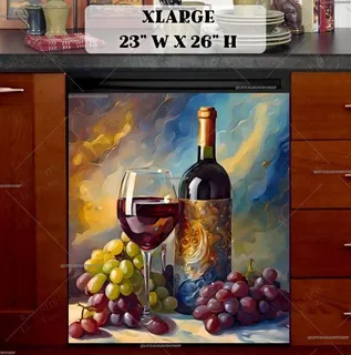 Preview of Grapes with Wine Bottle and Glass magnet in Extra Large size.