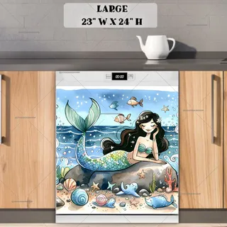 Preview of Cute Relaxing Mermaid magnet in Large size.