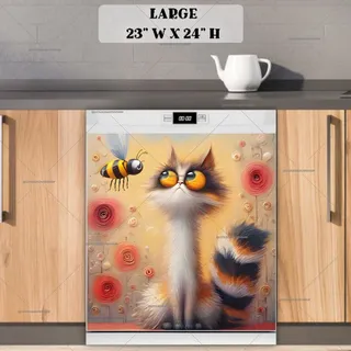 Preview of Cute Cat and Honeybee magnet in Large size.