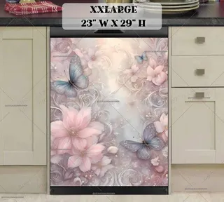 Preview of Blue Butterflies and Pink Flowers magnet in XX Large size.