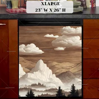 Preview of Wooden Landscape with Hills and Clouds magnet in Extra Large size.