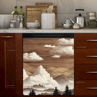 Preview of Wooden Landscape with Hills and Clouds magnet.