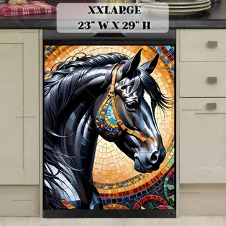 Preview of Beautiful Mosaic Black Horse magnet in XX Large size.