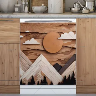 Preview of Wooden Landscape with Hills and Clouds magnet.