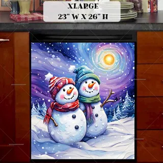 Preview of Cute Snowmen Watching the Snow magnet in Extra Large size.