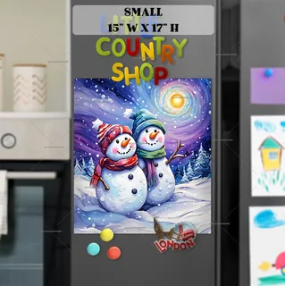 Preview of Cute Snowmen Watching the Snow magnet in Small size.