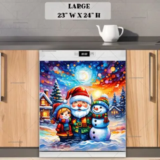 Preview of Santa, Snowman and Christmas Gnome magnet in Large size.