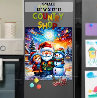 Preview of Santa, Snowman and Christmas Gnome magnet in Small size.