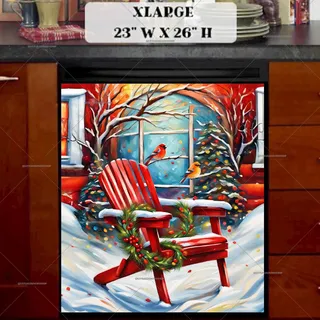 Preview of Red Chair at the Christmas Cottage magnet in Extra Large size.