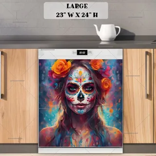 Preview of Flower Sugar Skull Woman magnet in Large size.