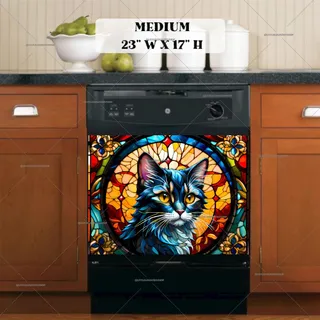 Preview of Stained Glass Kitten magnet in Medium size.