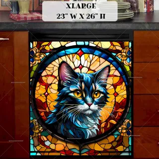 Preview of Stained Glass Kitten magnet in Extra Large size.