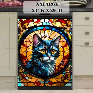 Preview of Stained Glass Kitten magnet in XX Large size.