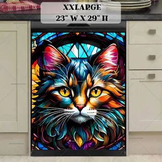 Preview of Stained Glass Cat magnet in XX Large size.