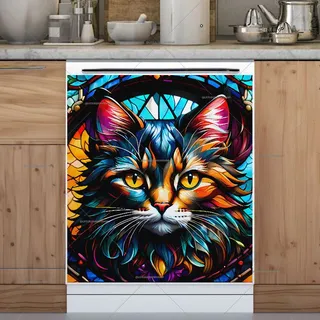 Preview of Stained Glass Cat magnet.