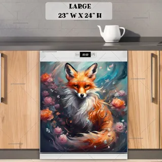 Preview of Gorgeous Fox with Flowers magnet in Large size.