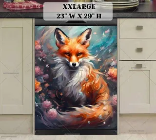 Preview of Gorgeous Fox with Flowers magnet in XX Large size.