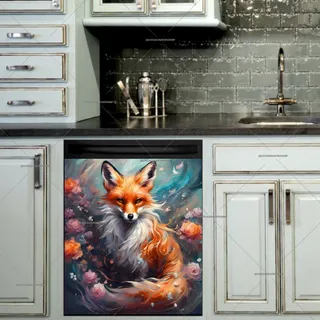 Preview of Gorgeous Fox with Flowers magnet.