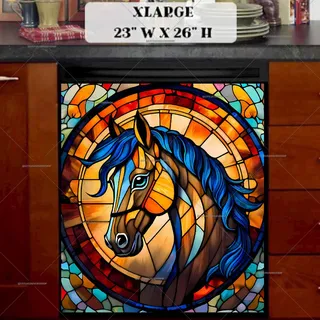 Preview of Stained Glass Horse magnet in Extra Large size.