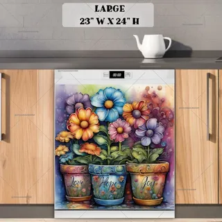 Preview of Love Hope Joy Flower Pots magnet in Large size.