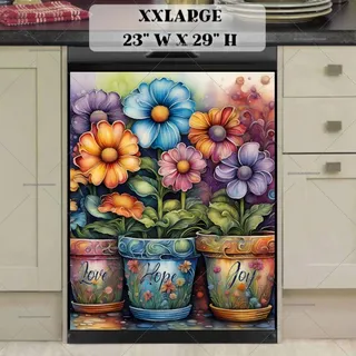 Preview of Love Hope Joy Flower Pots magnet in XX Large size.