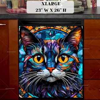 Preview of Stained Glass Cat Portrait magnet in Extra Large size.