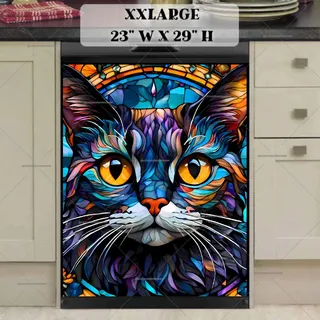 Preview of Stained Glass Cat Portrait magnet in XX Large size.