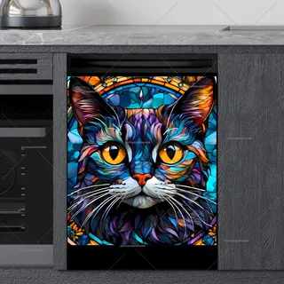 Preview of Stained Glass Cat Portrait magnet.