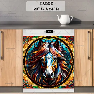 Preview of Stained Glass Horse Portrait magnet in Large size.