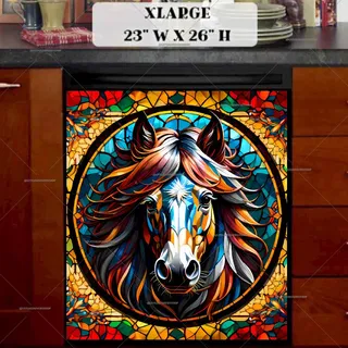 Preview of Stained Glass Horse Portrait magnet in Extra Large size.