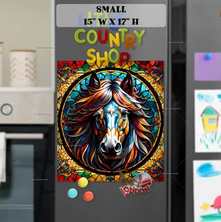 Preview of Stained Glass Horse Portrait magnet in Small size.