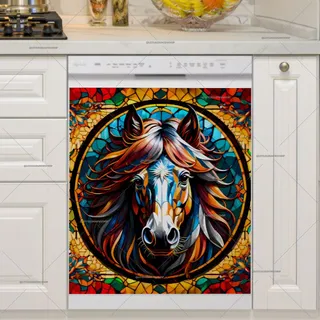 Preview of Stained Glass Horse Portrait magnet.