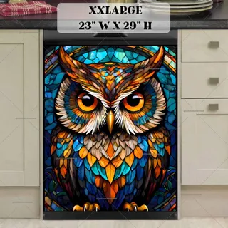 Preview of Colorful Stained Glass  Owl magnet in XX Large size.