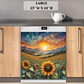 Preview of Whimsical Sunflower Field magnet in Large size.