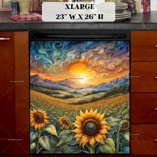 Preview of Whimsical Sunflower Field magnet in Extra Large size.