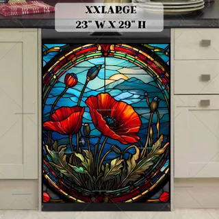 Preview of Stained Glass Poppies magnet in XX Large size.