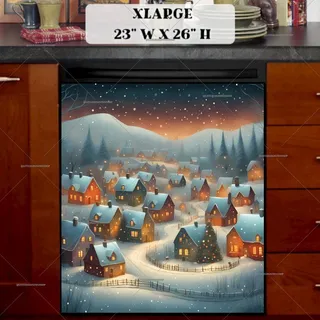 Preview of Cute Christmas Country Village magnet in Extra Large size.