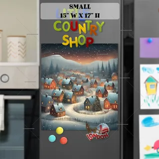 Preview of Cute Christmas Country Village magnet in Small size.