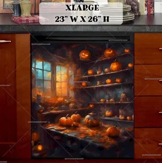 Preview of Pumpkins in the Witch's Kitchen magnet in Extra Large size.