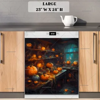 Preview of Glowing Pumpkins in the Witch's Kitchen magnet in Large size.